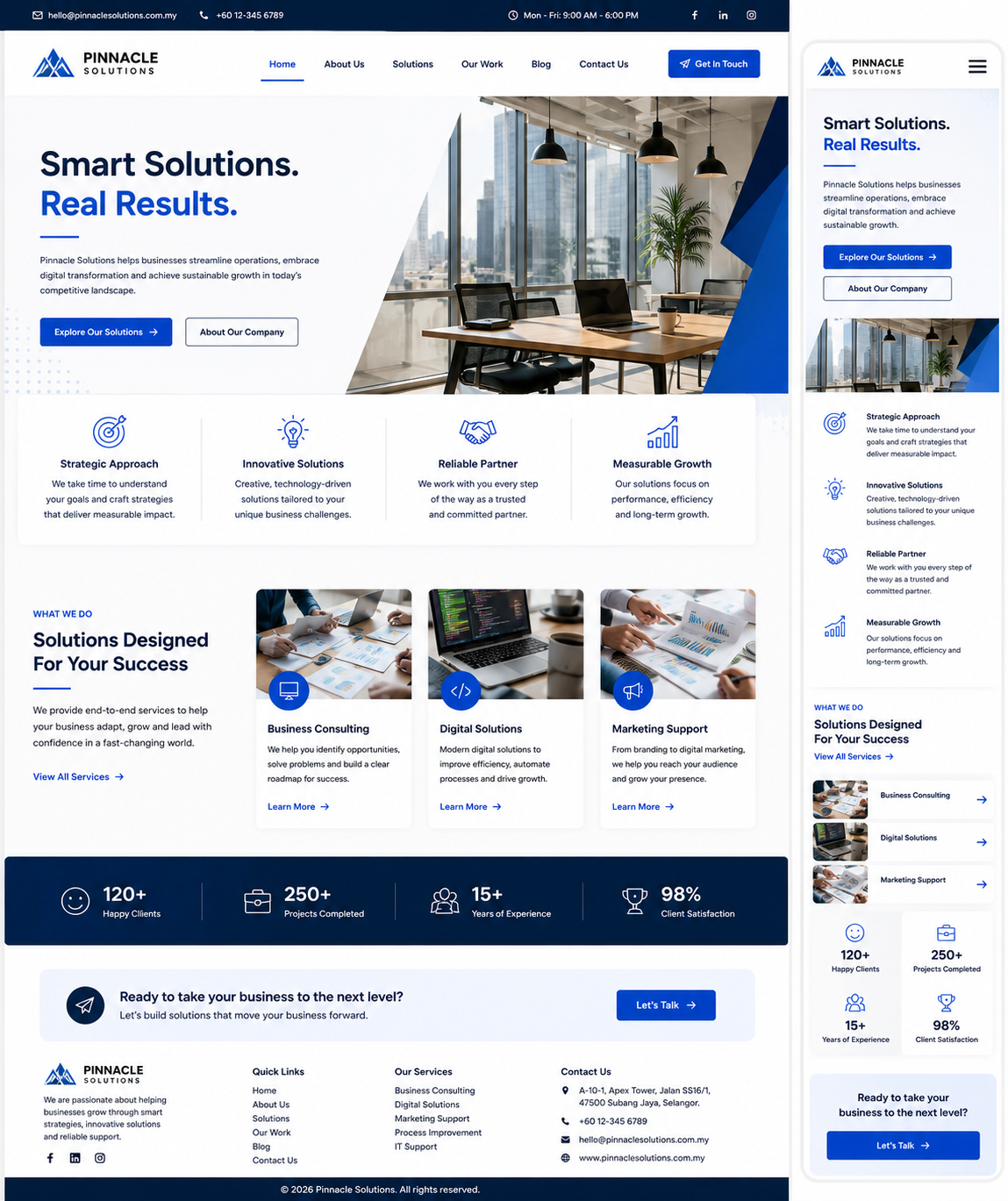 Professional corporate company website example